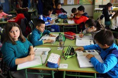 Alumnado del CP Camino de Santiago de Zizur Mayor durante una jornada lectiva.
