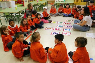 Alumnado del CP Camino de Santiago de Zizur Mayor durante una jornada lectiva.