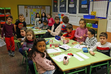 Alumnado del CP Camino de Santiago de Zizur Mayor durante una jornada lectiva.