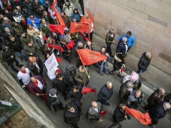 Imágenes de los tractores para la protesta agraria con tractores en Pamplona.
