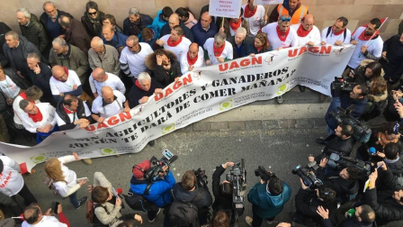 Imágenes de los tractores para la protesta agraria con tractores en Navarra.