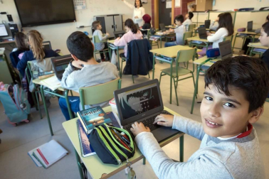 Alumnos del CP Huertas Mayores de Tudela durante una jornada lectiva.