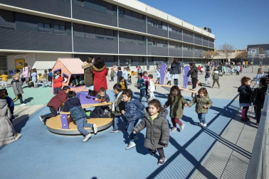 Alumnos del CP Huertas Mayores de Tudela durante una jornada lectiva.