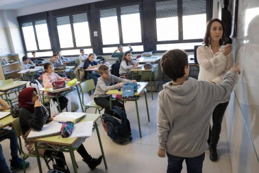 Alumnos del CP Huertas Mayores de Tudela durante una jornada lectiva.
