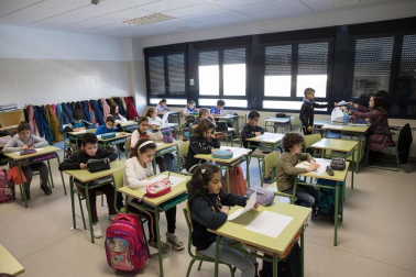 Alumnos del CP Huertas Mayores de Tudela durante una jornada lectiva.