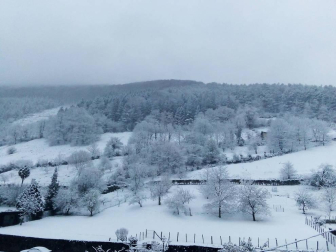 La nieve regresó a la Comunidad foral a coptas bajas el último lunes del mes.