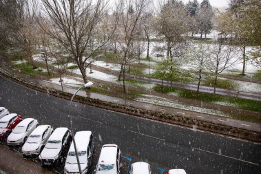 Imágenes de las distintas localidades de Navarra que amanecieron nevadas este martes, 31 de marzo de 2020.