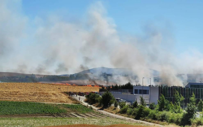 Las llamas afectaron a un campo cosechado quemado la paja restante y ocasionando una columna de humo que alertó este domingo, 21 de junio, a los vecinos de Sarriguren.