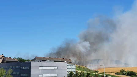 Las llamas afectaron a un campo cosechado quemado la paja restante y ocasionando una columna de humo que alertó este domingo, 21 de junio, a los vecinos de Sarriguren.