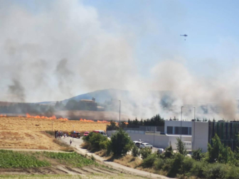 Las llamas afectaron a un campo cosechado quemado la paja restante y ocasionando una columna de humo que alertó este domingo, 21 de junio, a los vecinos de Sarriguren.