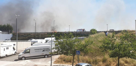 Las llamas afectaron a un campo cosechado quemado la paja restante y ocasionando una columna de humo que alertó este domingo, 21 de junio, a los vecinos de Sarriguren.