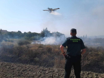 Un incendio que ha quemado algo más de una hectárea ha afectado este jueves por la mañana al paraje El Puentecillo en Viana.