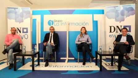 Jesús Rodríguez, Sergio Gómez, Yolanda Erro y Tomás Rodríguez, durante el foro DN En Vivo sobre educación.