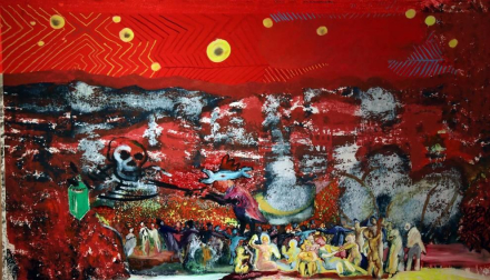 Fotos de la Exposición "80. Pintura y obra gráfica en España" expuesta en sala de exposiciones de la Ciudadela de Pamplona.