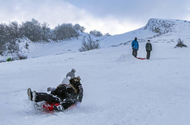 Nieve en el inicio de 2021 en Navarra. La nieve es la protagonista este 2 de enero en la Comunidad foral, que se encuentra en alerta amarilla