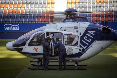 Los Reyes Magos de Oriente han llegado en helicóptero al estadio El Sadar de Pamplona,