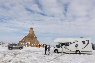 La borrasca Filomena ha dejado las Bardenas Reales de Navarra cubiertas de blanco