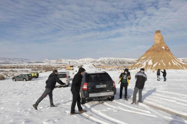 La borrasca Filomena ha dejado las Bardenas Reales de Navarra cubiertas de blanco