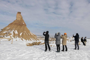 La borrasca Filomena ha dejado las Bardenas Reales de Navarra cubiertas de blanco