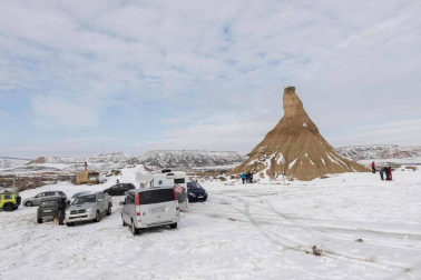 La borrasca Filomena ha dejado las Bardenas Reales de Navarra cubiertas de blanco