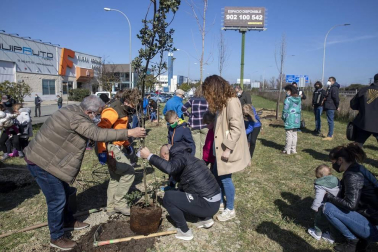 Decenas de personas han participado este sábado en Noáin en la plantación de árboles organizada por el Ayuntamiento de la localidad.
