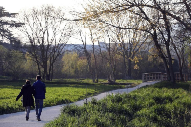 Calor y temperaturas agradables en los primeros día de la primavera en Pamplona.