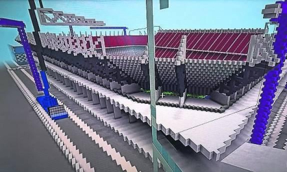 Reconstrucción del estadio de El Sadar con el videojuego Minecraft, realizada por Kimetz Arguiñariz Vital.