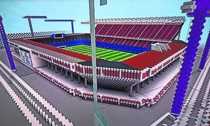 Reconstrucción del estadio de El Sadar con el videojuego Minecraft, realizada por Kimetz Arguiñariz Vital.