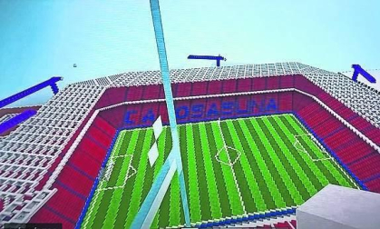 Reconstrucción del estadio de El Sadar con el videojuego Minecraft, realizada por Kimetz Arguiñariz Vital.