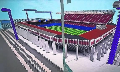 Reconstrucción del estadio de El Sadar con el videojuego Minecraft, realizada por Kimetz Arguiñariz Vital.