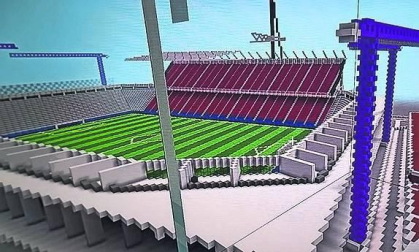 Reconstrucción del estadio de El Sadar con el videojuego Minecraft, realizada por Kimetz Arguiñariz Vital.