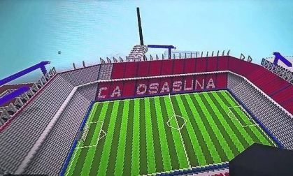 Reconstrucción del estadio de El Sadar con el videojuego Minecraft, realizada por Kimetz Arguiñariz Vital.
