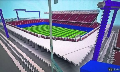Reconstrucción del estadio de El Sadar con el videojuego Minecraft, realizada por Kimetz Arguiñariz Vital.