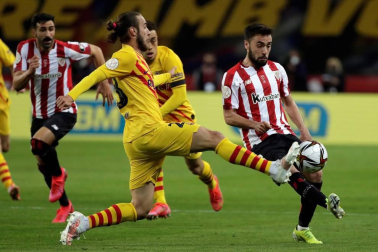 El FC Barcelona goleó (0-4) al Athletic Club este sábado en la final de la Copa del Rey celebrada en el Estadio de La Cartuja, una lucha sin rival para los azulgrana que salen campeones dos años después gracias al gran despliegue que lideraron Messi y De Jong.