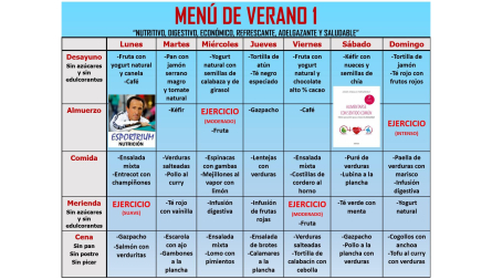 Menú saludable para el verano 1