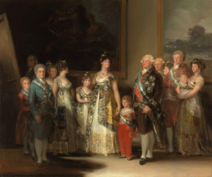 La familia de Carlos IV (Francisco de Goya, ca. 1800). A la derecha, la infanta doña María Luisa, con su hijo Carlos Luis en brazos, y su esposo, el príncipe Luis de Parma.