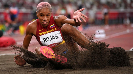 La venezolana Yulimar Rojas en su salto de triple
