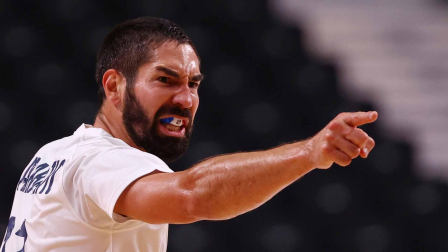 Nikola Karabatic en el duelo entre Francia y Egipto de balonmano