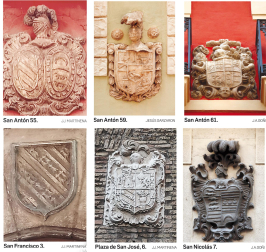 Combo de los escudos de las calles del Redín, San Antón, San Francisco, San Nicolás y plaza de San José