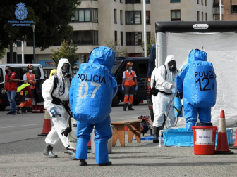 Imagen del simulacro de un incidente 'Amok' llevado a cabo este martes por la Policía Nacional en el Parque Antoniutti de Pamplona.