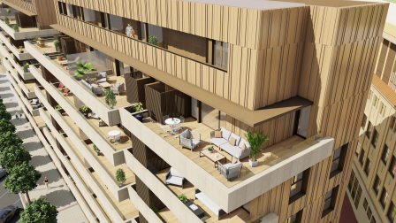 Uno de los elementos más reseñables del edificio son sus magníficas terrazas con orientación sur.