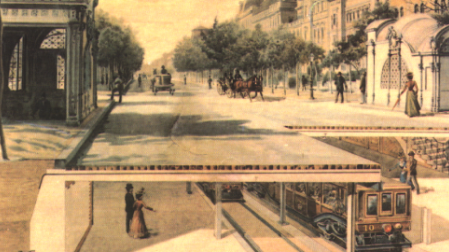 La Línea 1 de Budapest a la altura de la avenida Andrássy