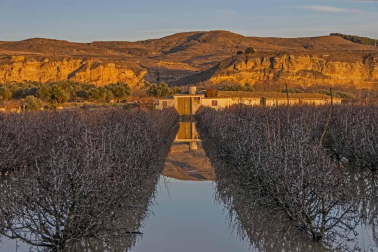 El agua del río Ega llega hasta el centro de San Adrián.