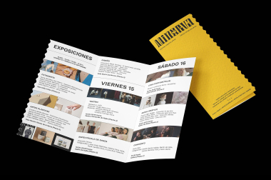 Folleto informativo para el festival de arte y diseño Minerva. Soporte del Trabajo de Fin de Estudios realizado por Leyre Chordá.