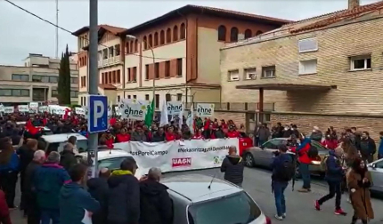 La manifestación a pie por las calles de Pamplona