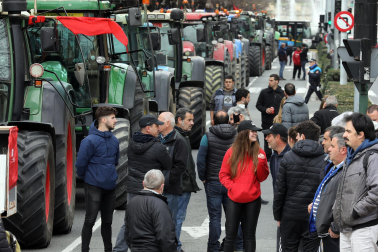 Protesta de los agricultores y ganaderos con sus tractores en Pamplona