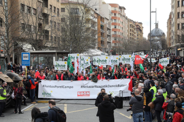 Protesta de los agricultores y ganaderos con sus tractores en Pamplona