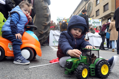 Protesta de los agricultores y ganaderos con sus tractores en Pamplona
