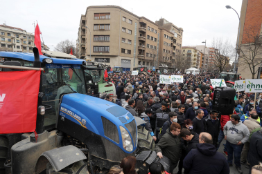 Protesta de los agricultores y ganaderos con sus tractores en Pamplona