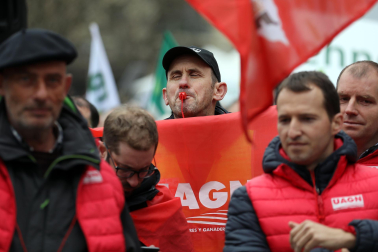 Protesta de los agricultores y ganaderos con sus tractores en Pamplona